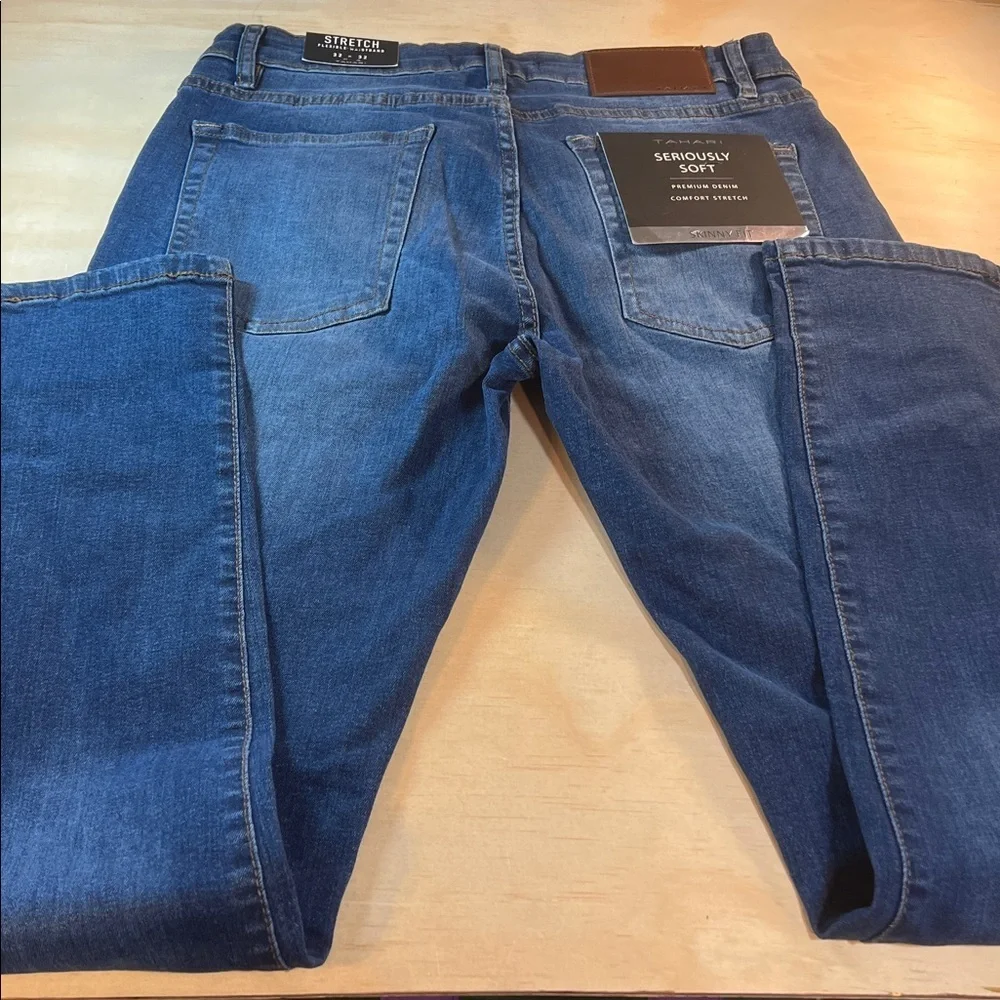 NWT Tahari Blue Stretch Skinny Jeans Sz 32x32